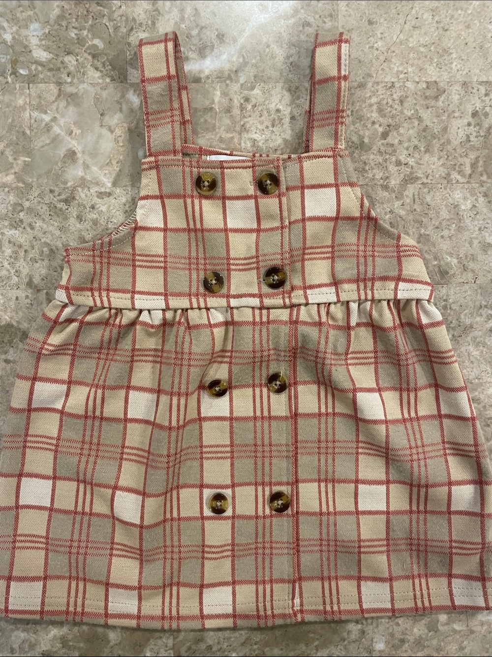 Baby Fall Gear Rachel Zoe Beige and Red Plaid Pinafore dress